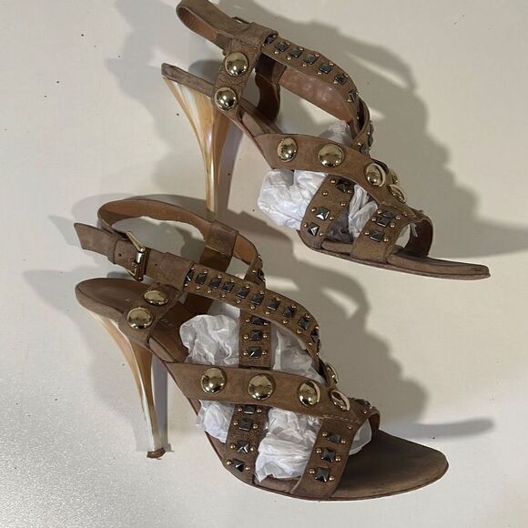 Latitude Femme Tan Studded Sandals Size 39.5 - Picture 6 of 9